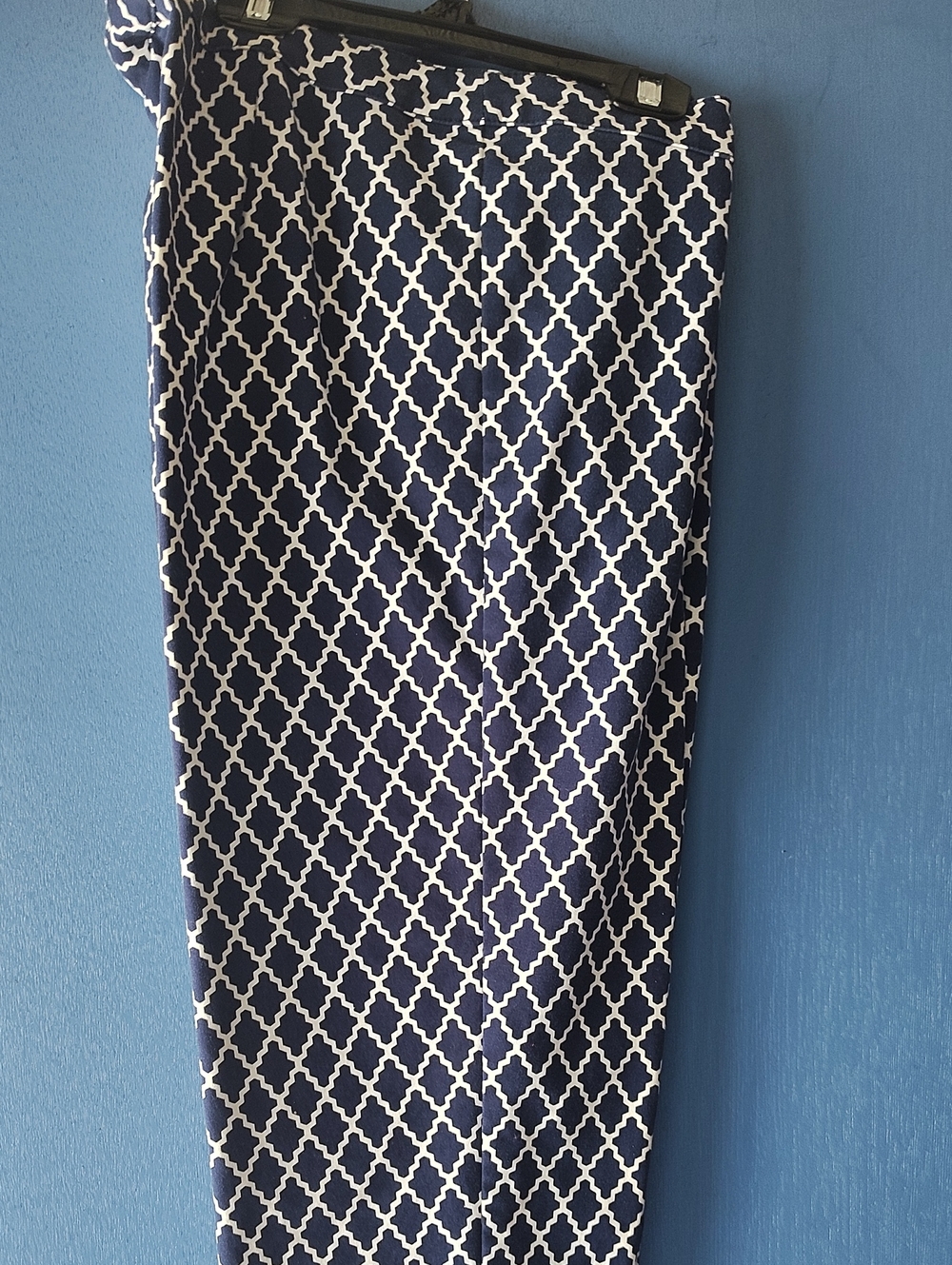 dennis basso Navy and White Geometric Maxi Skirt